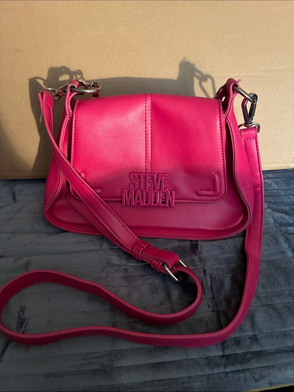 Steve Madden Pink Faux-Leather Crossbody Bag